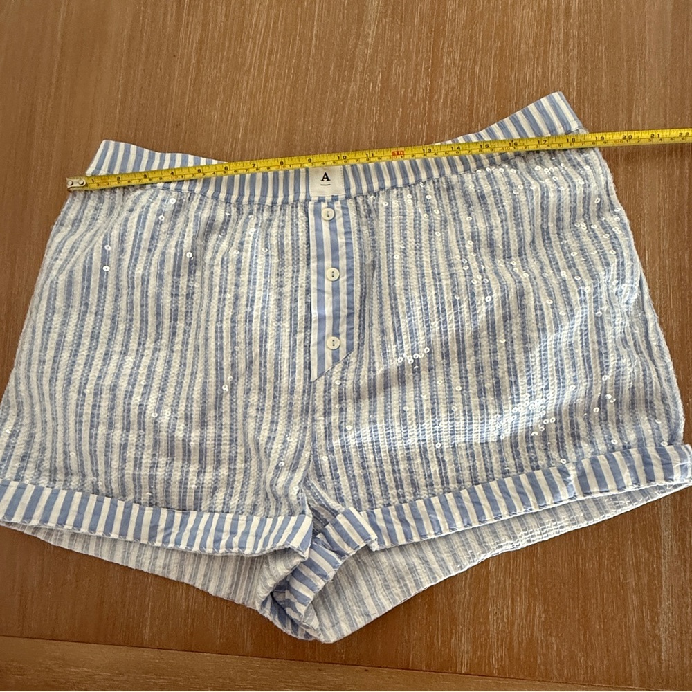 Anthropologie Blue and White Striped Sequence Boxer Shorts